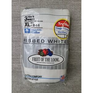 Fruit of the Loom VTG Men's XL Ribbed White Briefs 1989 1992 Tighty Whities NEW